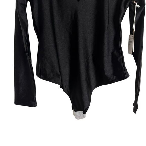 Good American High Shine Compression Deep V-Neck Long Sleeve Bodysuit Plus XXL - Picture 9 of 12